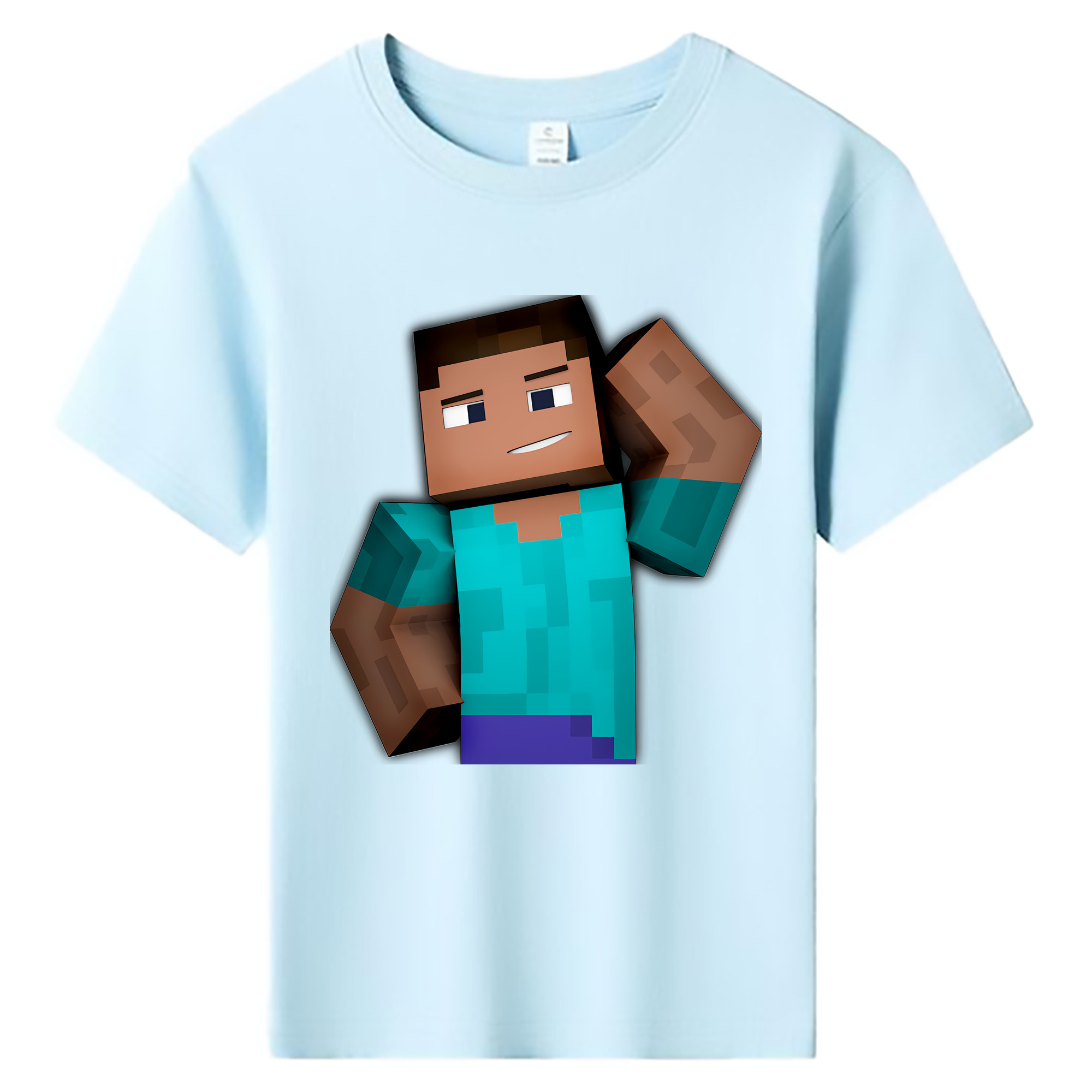 （画像用） マインクラフト ブロックの世界 Minecraft MC Block world 綿100％キッズTシャツ（フロントプリント）